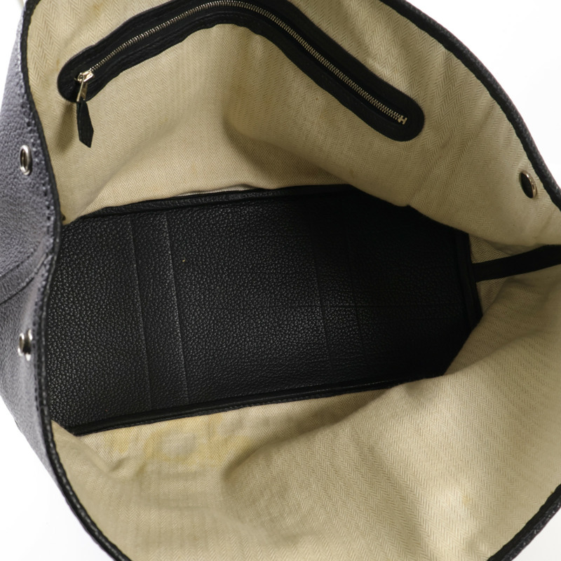 HERMES Negonda皮革GardenParty PM銀扣手挽袋Noir-9