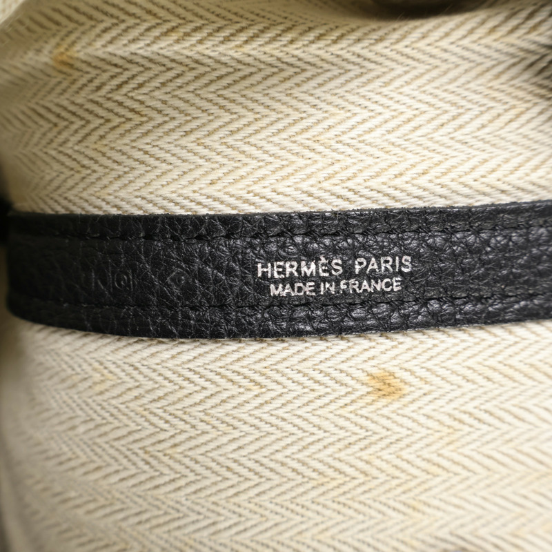 HERMES Negonda皮革GardenParty PM銀扣手挽袋Noir-14