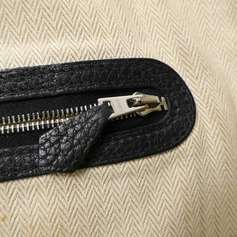 HERMES Negonda皮革GardenParty PM銀扣手挽袋Noir-16