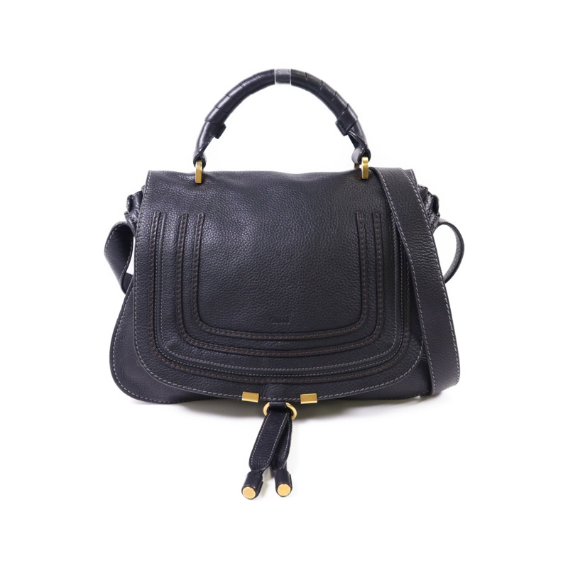 Chloe 牛皮皮革Marcie Saddle金扣肩背袋-0