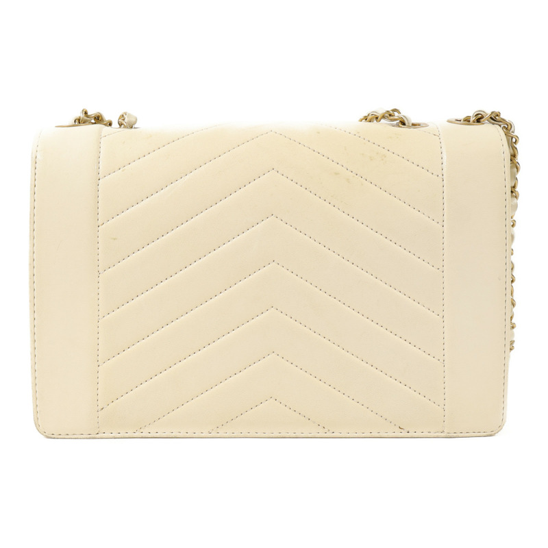 CHANEL 牛皮皮革Chain Shoulder金扣鏈帶肩背袋-1