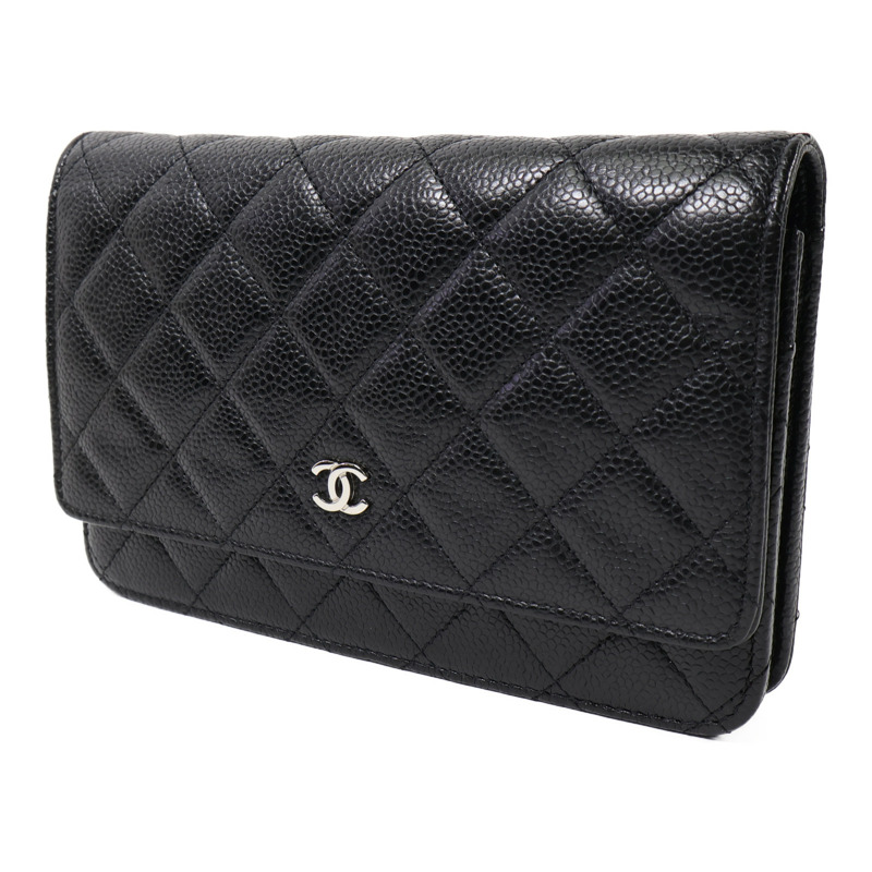 CHANEL 牛皮皮革Wallet On Chain銀扣鏈帶肩背袋-2