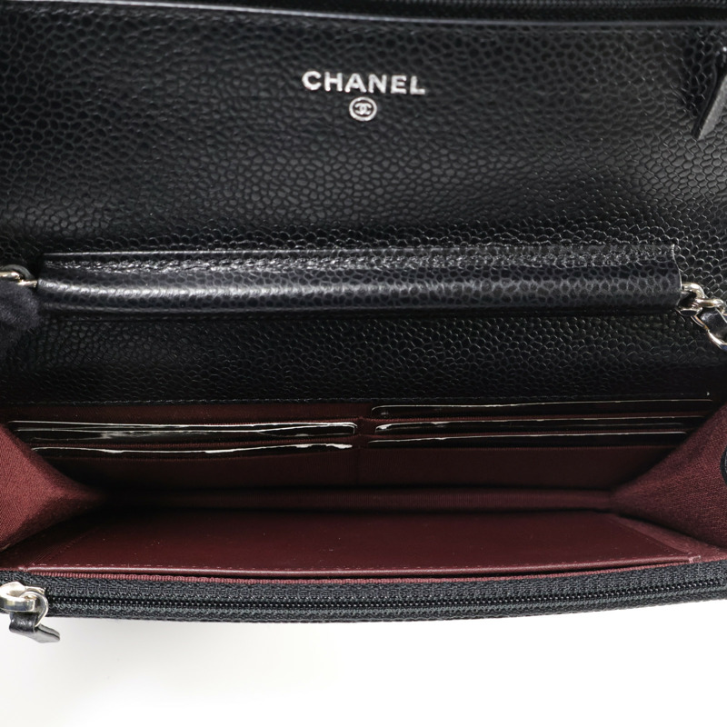 CHANEL 牛皮皮革Wallet On Chain銀扣鏈帶肩背袋-4