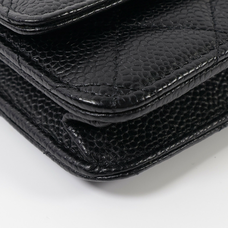 CHANEL 牛皮皮革Wallet On Chain銀扣鏈帶肩背袋-5