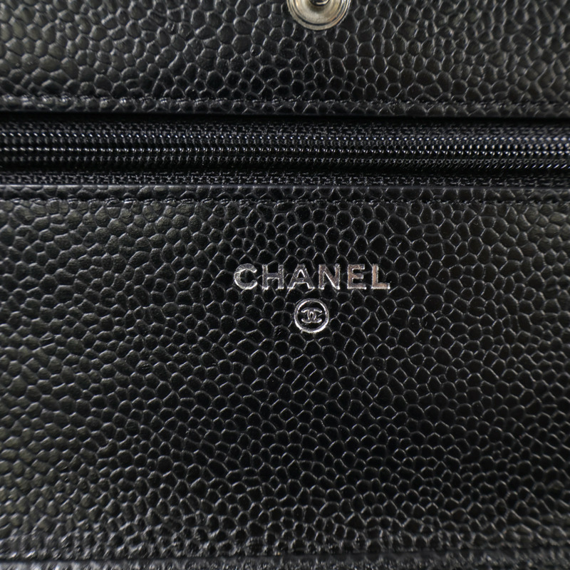 CHANEL 牛皮皮革Wallet On Chain銀扣鏈帶肩背袋-12