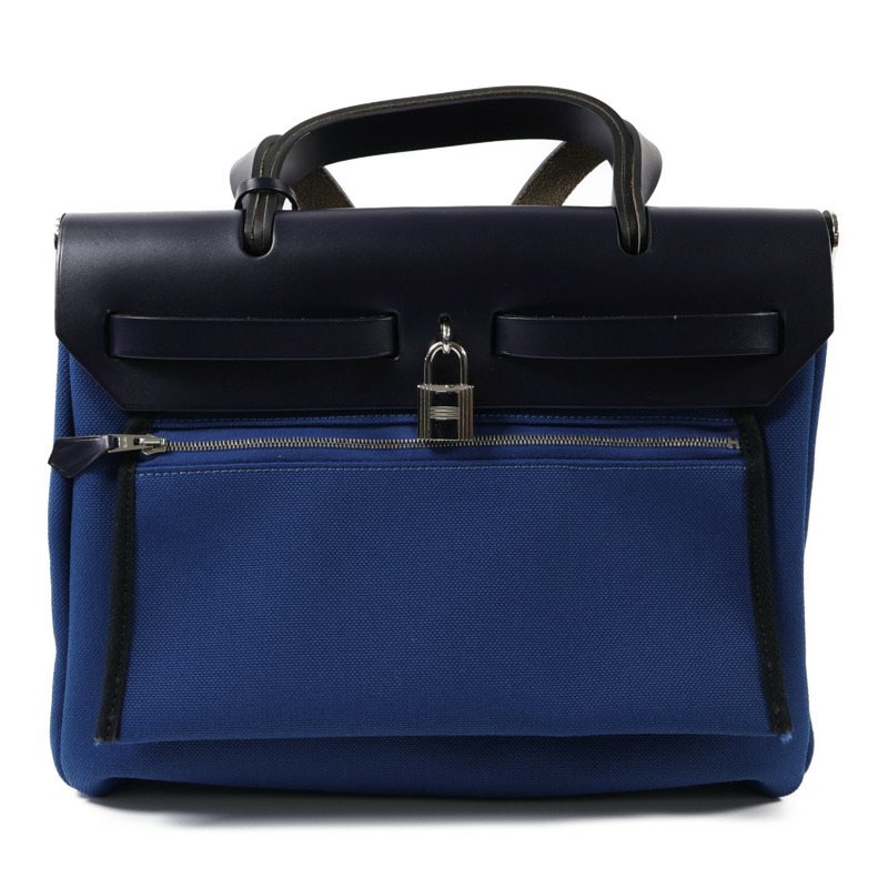 HERMES 帆布Herbag PM手挽肩背兩用袋Bleu Outremer-1