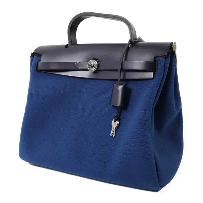 HERMES 帆布Herbag PM手挽肩背兩用袋Bleu Outremer-2