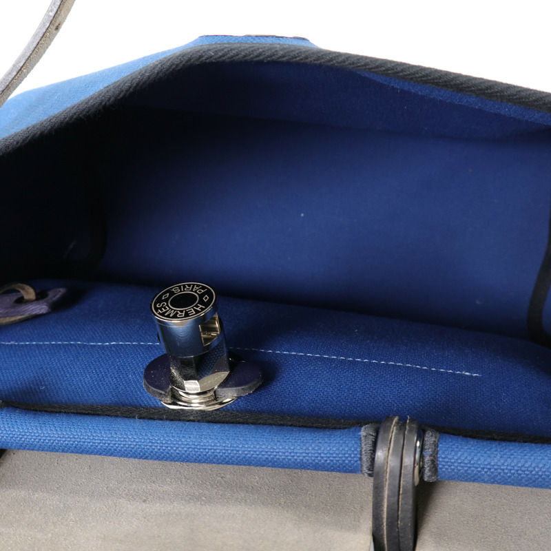 HERMES 帆布Herbag PM手挽肩背兩用袋Bleu Outremer-4