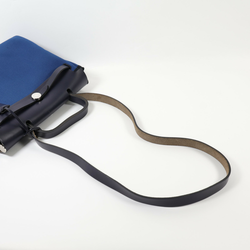 HERMES 帆布Herbag PM手挽肩背兩用袋Bleu Outremer-5