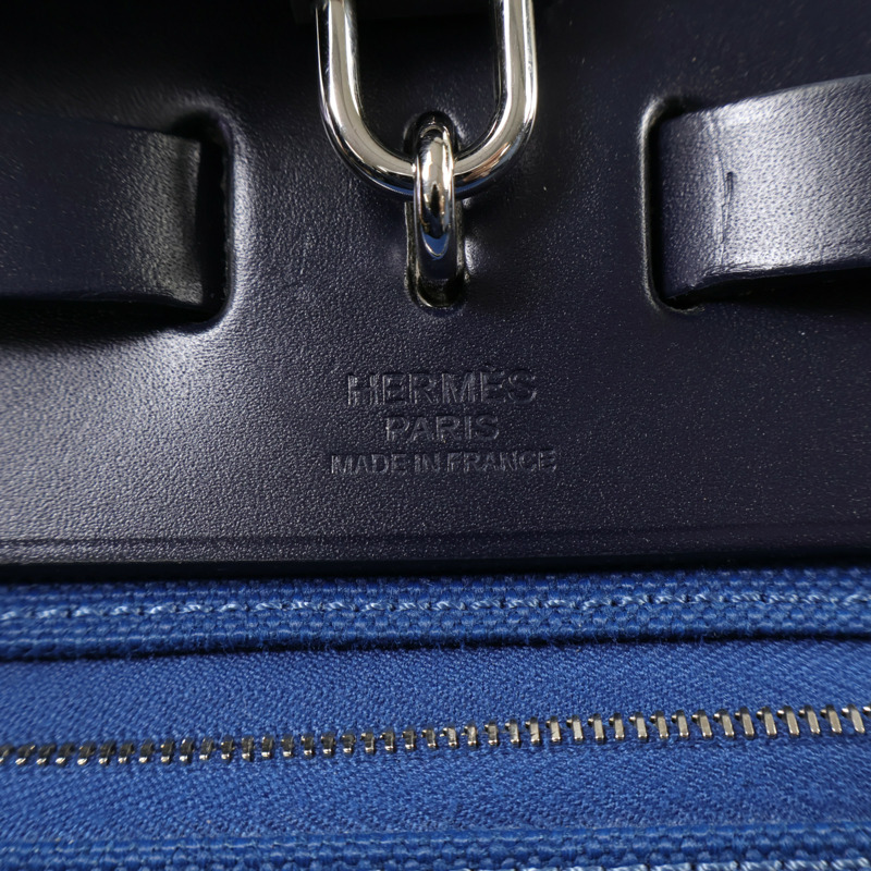 HERMES 帆布Herbag PM手挽肩背兩用袋Bleu Outremer-12