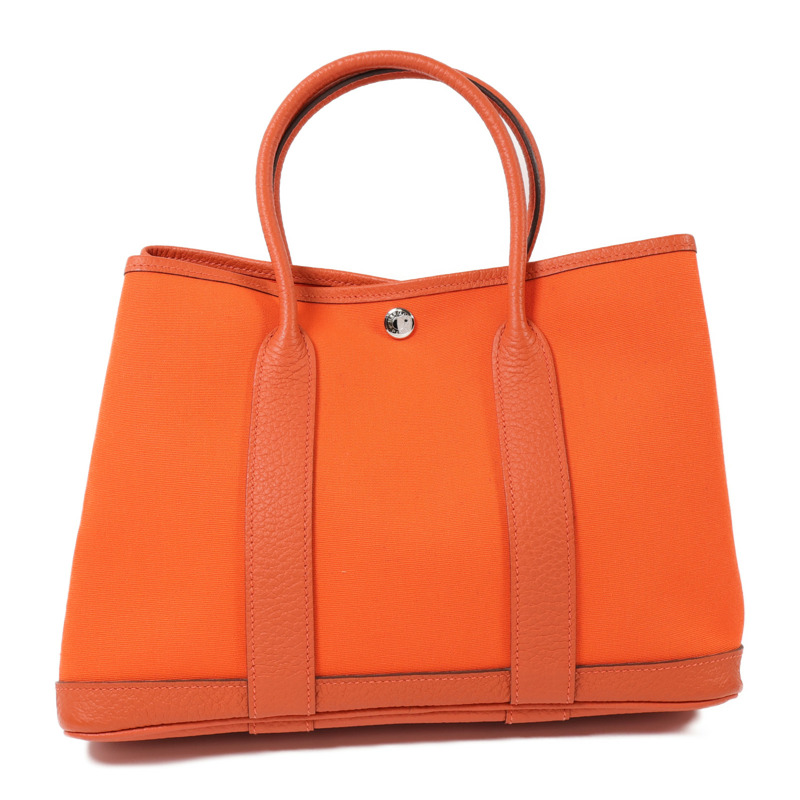 HERMES 帆布Garden Party TPM銀扣手挽袋Feu-1