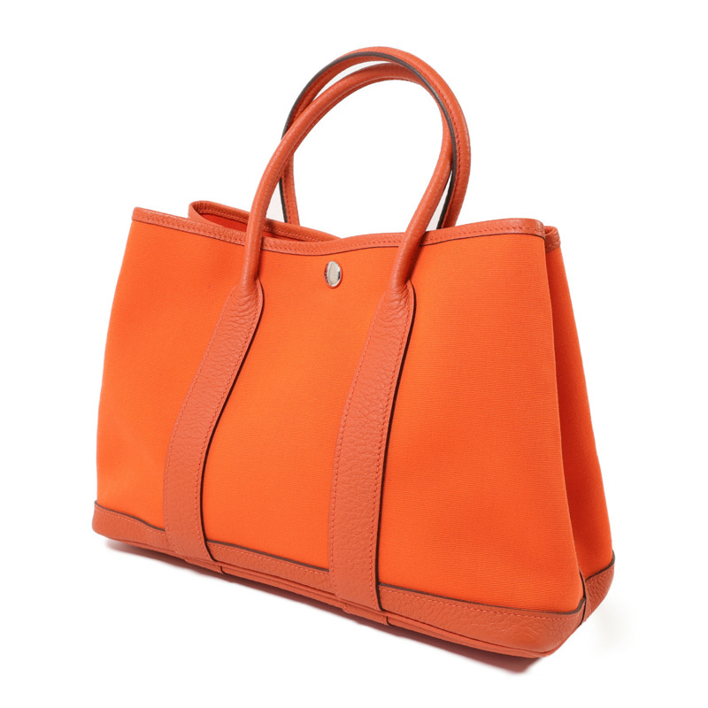 HERMES 帆布Garden Party TPM銀扣手挽袋Feu-2