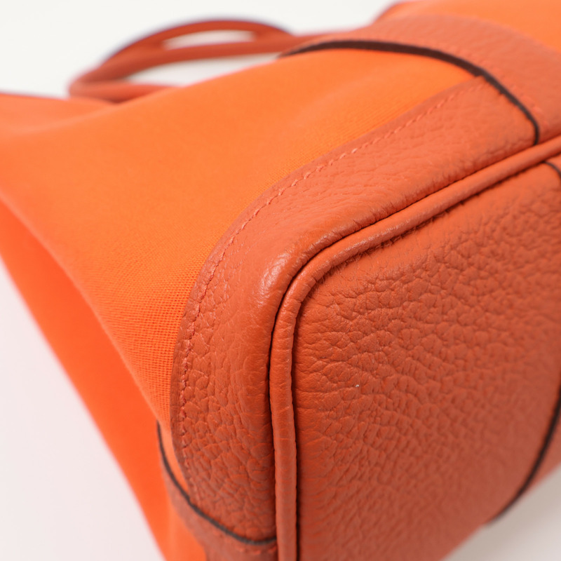 HERMES 帆布Garden Party TPM銀扣手挽袋Feu-5