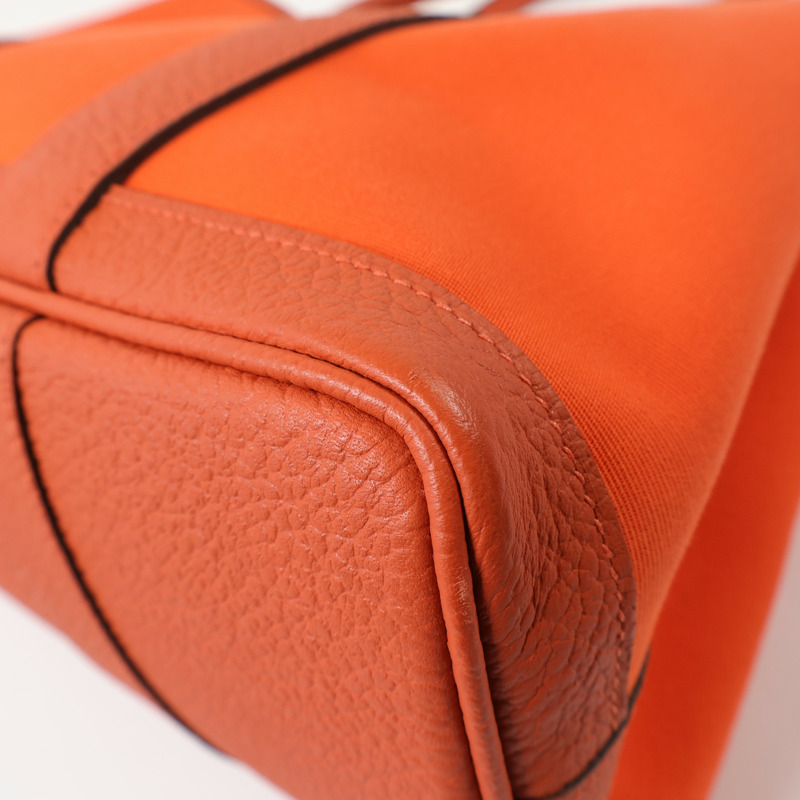 HERMES 帆布Garden Party TPM銀扣手挽袋Feu-6
