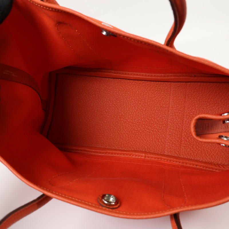 HERMES 帆布Garden Party TPM銀扣手挽袋Feu-9