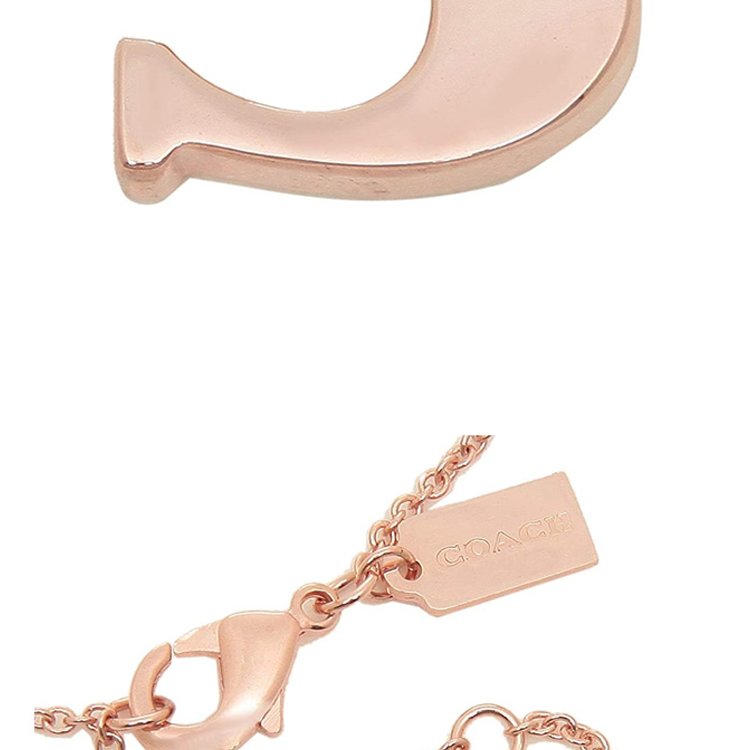 【COACH】經典C LOGO鑲鑽墜鍊-玫瑰金-2
