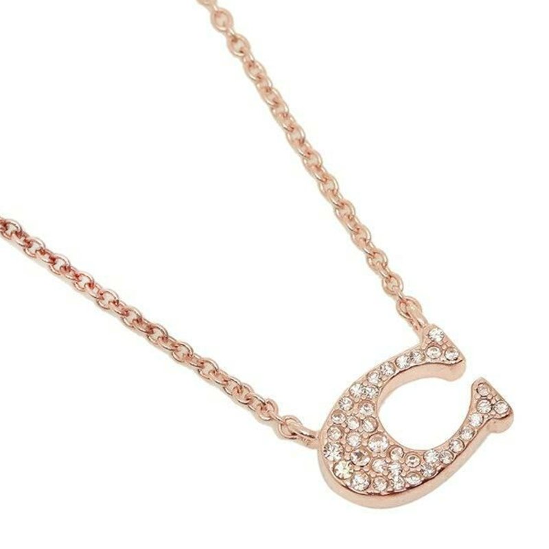 【COACH】經典C LOGO鑲鑽墜鍊-玫瑰金-4