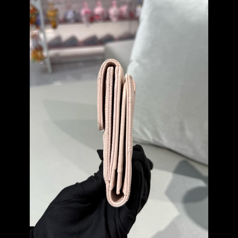 Chanel 櫻花粉色荔枝紋牛皮長款銀包 長夾-2