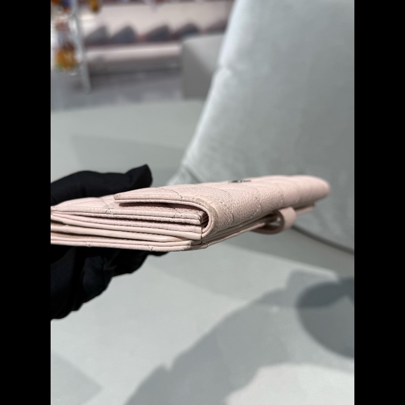 Chanel 櫻花粉色荔枝紋牛皮長款銀包 長夾-6