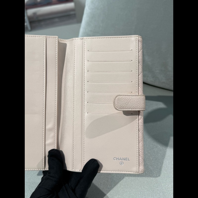 Chanel 櫻花粉色荔枝紋牛皮長款銀包 長夾-14