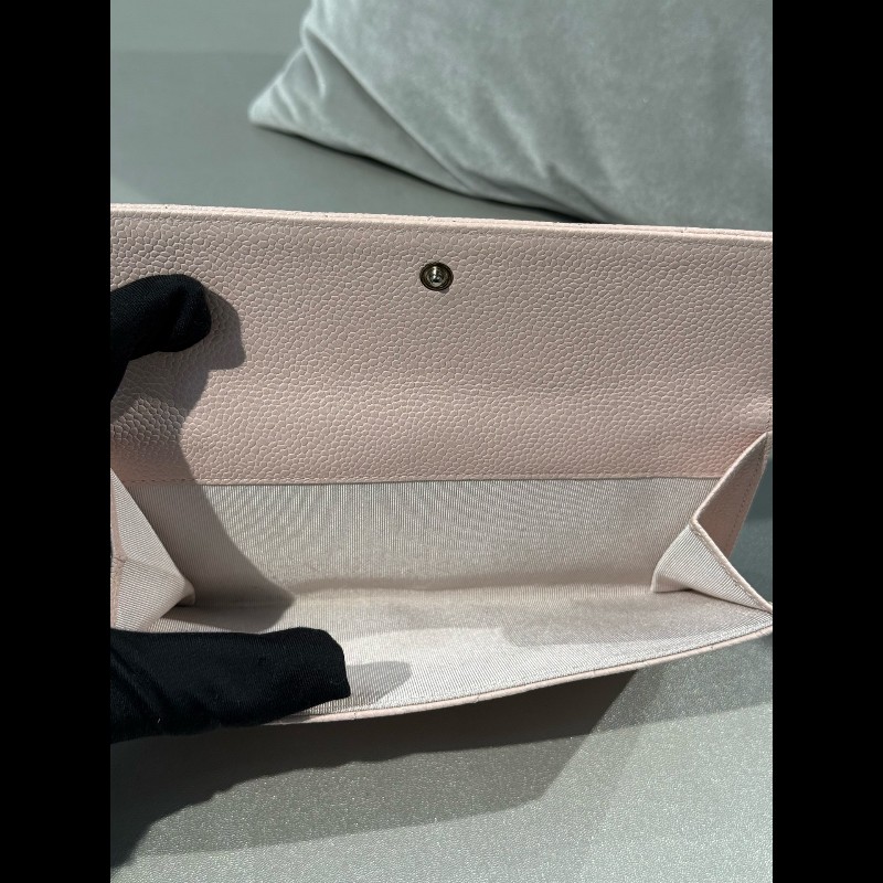 Chanel 櫻花粉色荔枝紋牛皮長款銀包 長夾-18