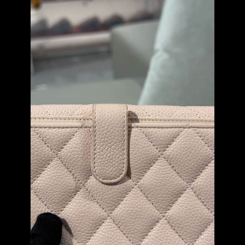 Chanel 櫻花粉色荔枝紋牛皮長款銀包 長夾-19