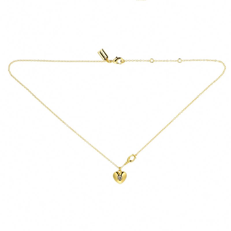 【COACH】心型項鍊-金色-2