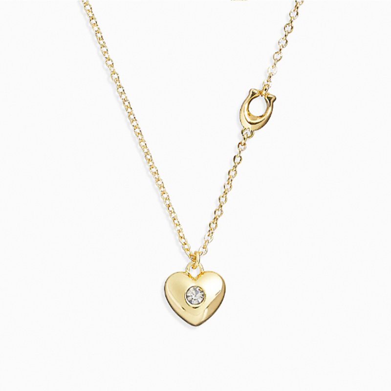 【COACH】心型項鍊-金色-4