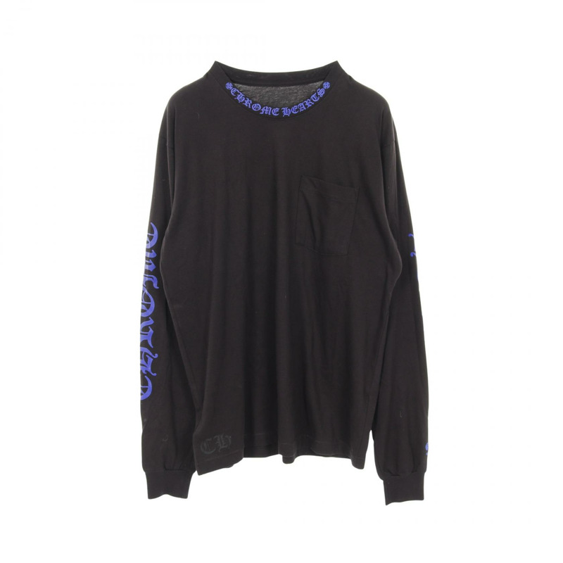 鉻心 (CHROME HEARTS) 領口logo T卹，純棉材質，黑色，二手男款-0