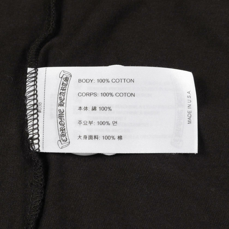 鉻心 (CHROME HEARTS) 領口logo T卹，純棉材質，黑色，二手男款-3