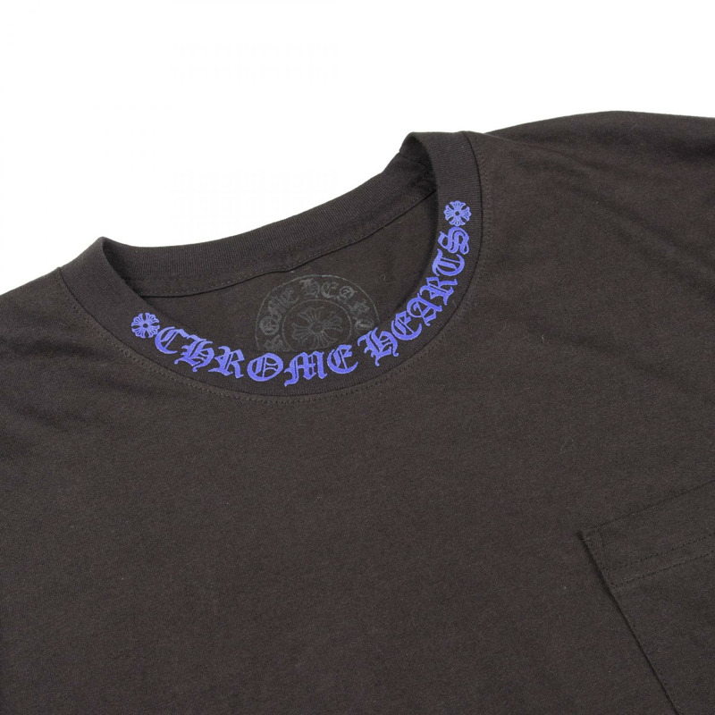 鉻心 (CHROME HEARTS) 領口logo T卹，純棉材質，黑色，二手男款-4
