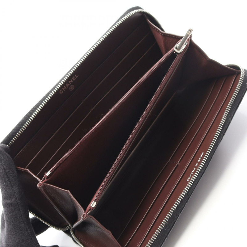 香奈兒 (CHANEL) Matelasse Classic 長拉鍊皮夾 AP0242 黑色皮革 SHW 二手-2