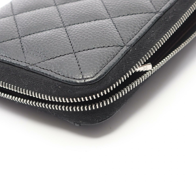 香奈兒 (CHANEL) Matelasse Classic 長拉鍊皮夾 AP0242 黑色皮革 SHW 二手-6