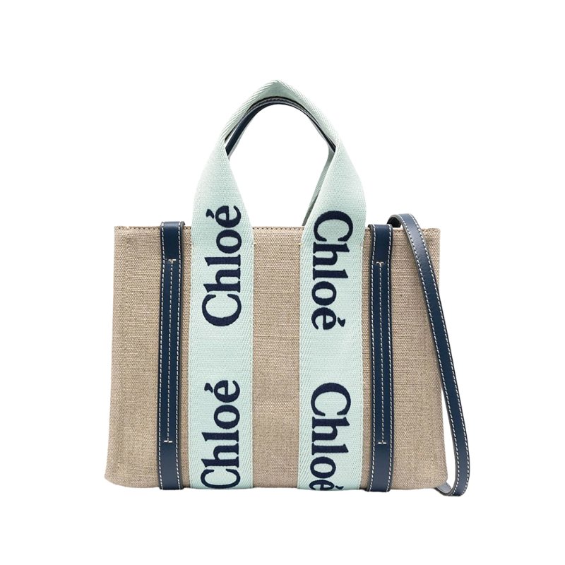 Chloe Small Woody Tote Bag for Women in Green & Blue - CHC23AS397L17-97S-0