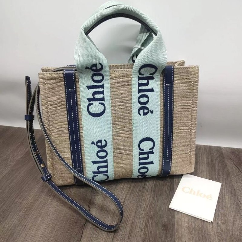 Chloe Small Woody Tote Bag for Women in Green & Blue - CHC23AS397L17-97S-1