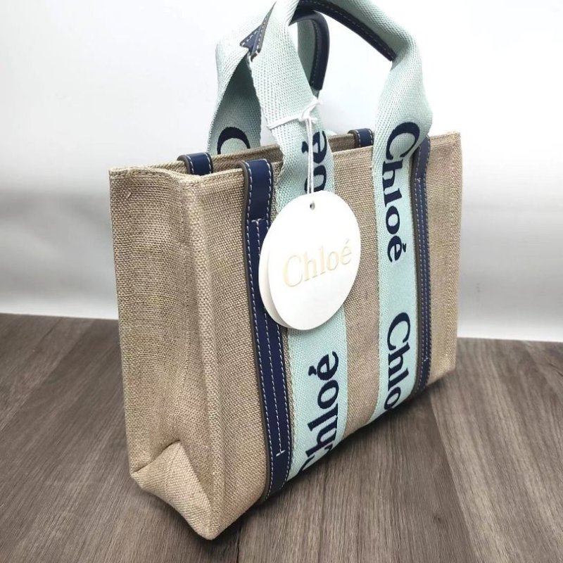 Chloe Small Woody Tote Bag for Women in Green & Blue - CHC23AS397L17-97S-2