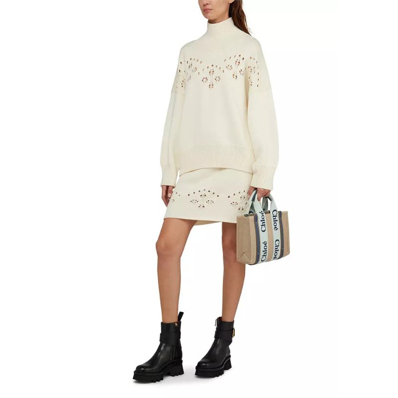 Chloe Small Woody Tote Bag for Women in Green & Blue - CHC23AS397L17-97S-4