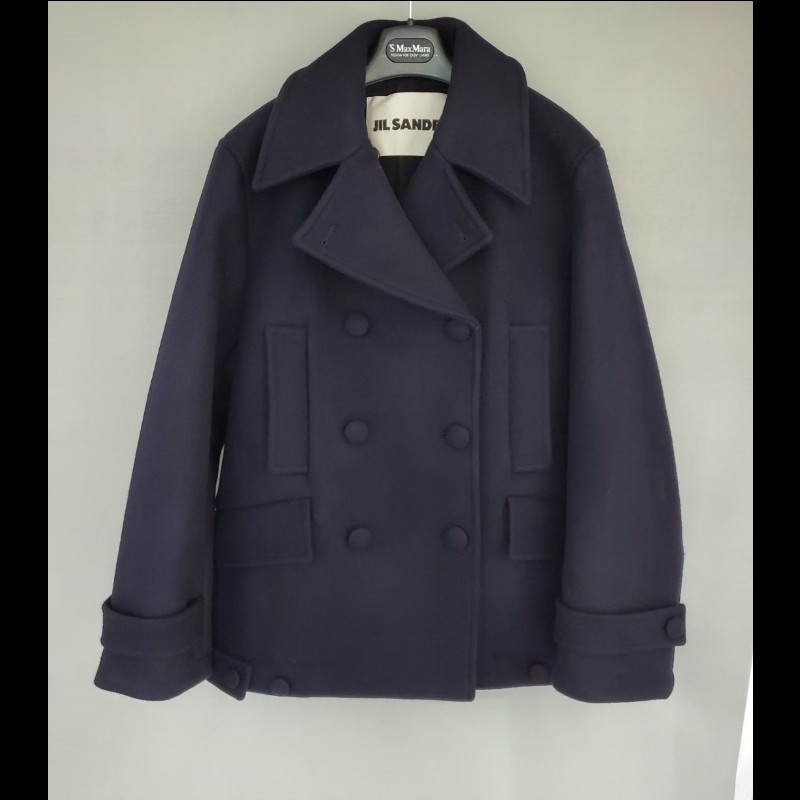 Jil Sander 黑色雙排扣羊毛外套36碼-0