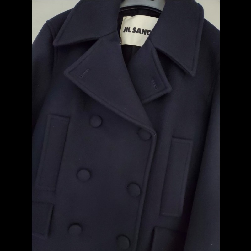 Jil Sander 黑色雙排扣羊毛外套36碼-2