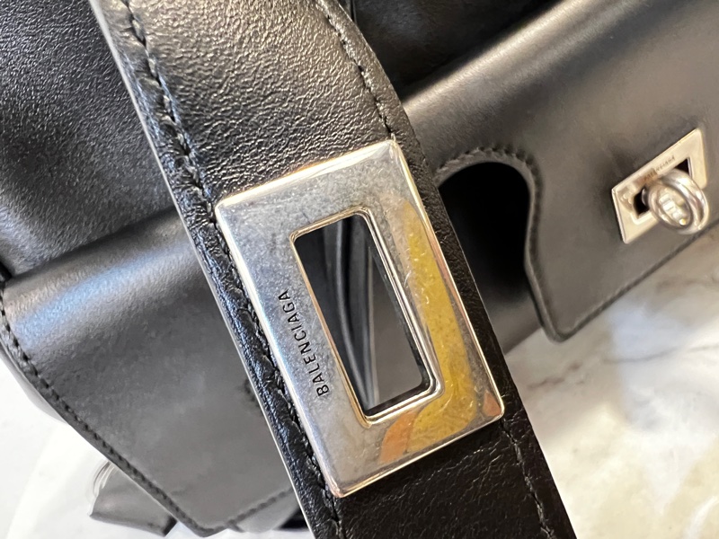 Balenciaga 黑牛皮銀釦Bel Air Carryall 手提肩斜背包-18