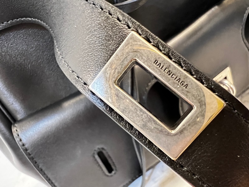 Balenciaga 黑牛皮銀釦Bel Air Carryall 手提肩斜背包-19