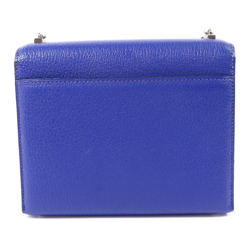 HERMES Chevre皮革Verrou Mini銀扣鏈帶肩背袋Bleu Electrique-1