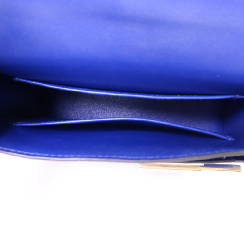 HERMES Chevre皮革Verrou Mini銀扣鏈帶肩背袋Bleu Electrique-5