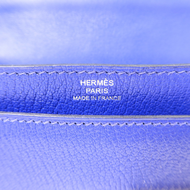 HERMES Chevre皮革Verrou Mini銀扣鏈帶肩背袋Bleu Electrique-6