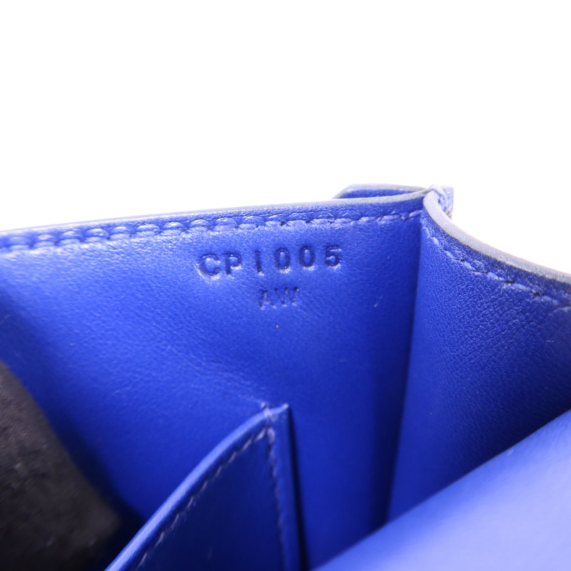 HERMES Chevre皮革Verrou Mini銀扣鏈帶肩背袋Bleu Electrique-7