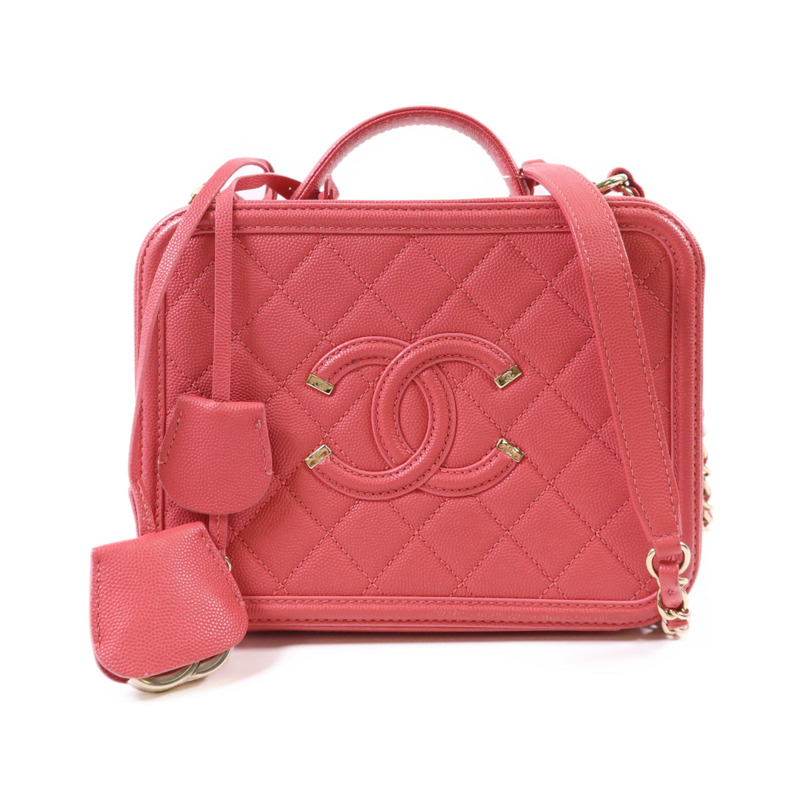 CHANEL 牛皮皮革Vanity Case金扣手挽肩背兩用袋-0