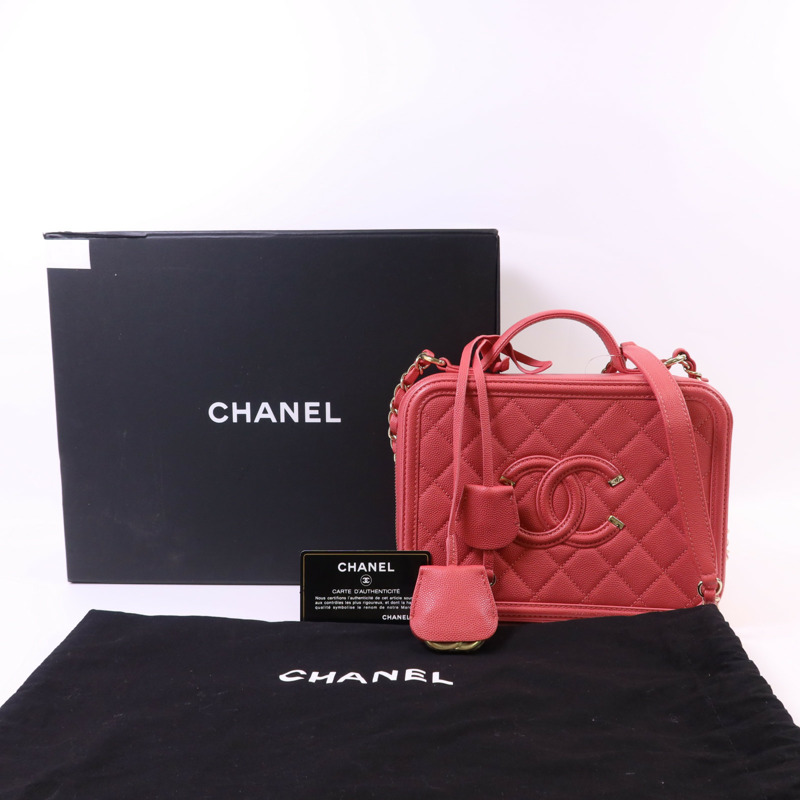 CHANEL 牛皮皮革Vanity Case金扣手挽肩背兩用袋-24