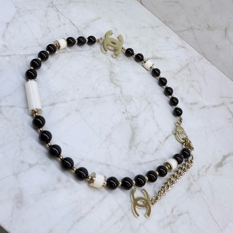 CHANEL黑珍珠配白琺瑯項鍊-4