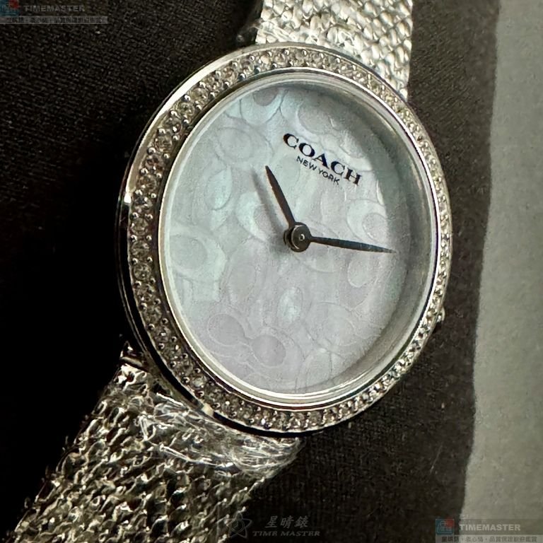 COACH手錶,編號CH00253,28mm銀圓形精鋼錶殼,貝母, 淺藍色中二針顯示, 貝母錶面,銀色米蘭錶帶款-1