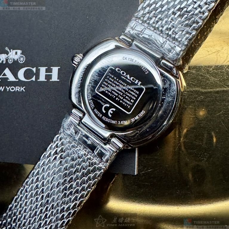 COACH手錶,編號CH00253,28mm銀圓形精鋼錶殼,貝母, 淺藍色中二針顯示, 貝母錶面,銀色米蘭錶帶款-3